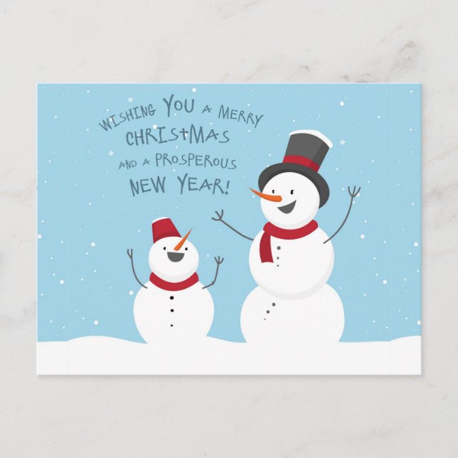 Merry Christmas Snowmen Postcard (Front)