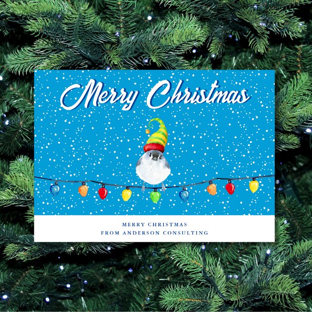 Merry Christmas Snowy Bird Business  Holiday Card (Creator Uploaded)