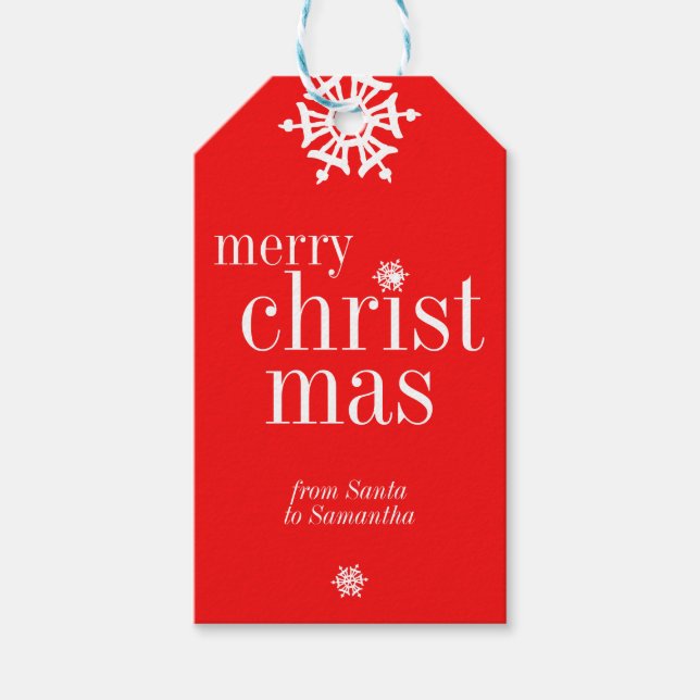 Merry Christmas Snowy Gift Tags (Front)