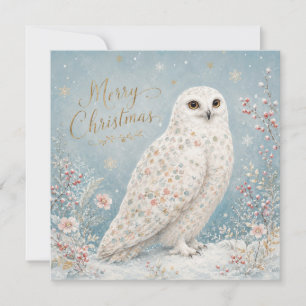 Merry Christmas Snowy Owl Winter Wonderland Card