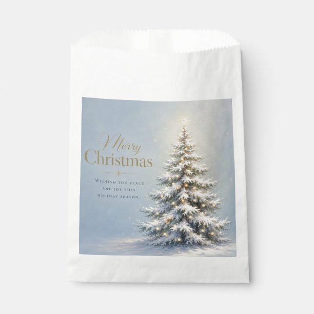 Merry Christmas Snowy Pine Tree Favour Bags (Front)