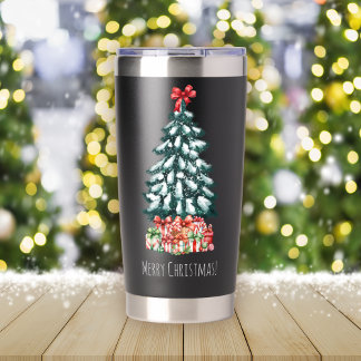 Merry Christmas Snowy Pine Tree Insulated Tumbler