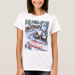 Merry Christmas. Snowy village T-Shirt