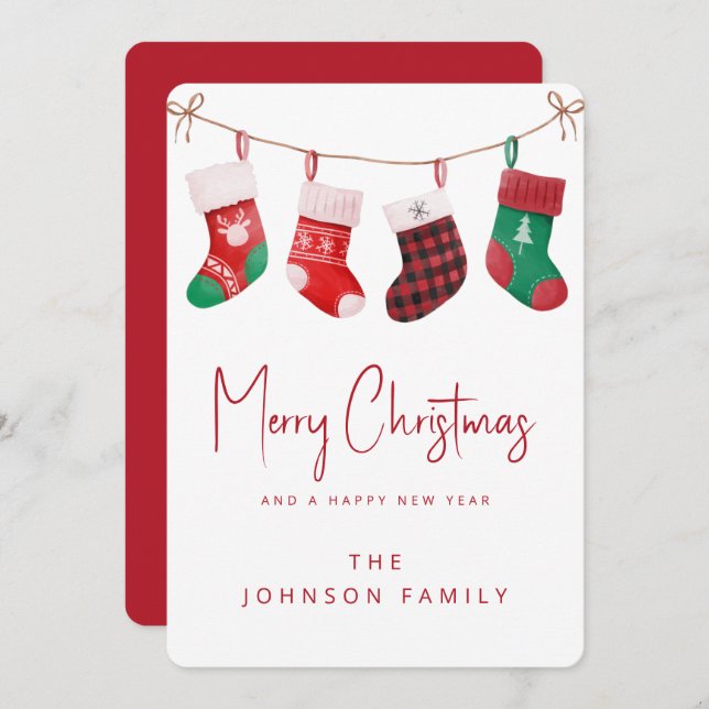 Merry Christmas Socks Holiday Card (Front/Back)