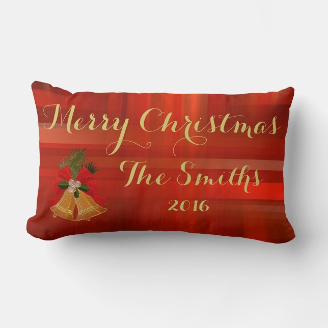 Merry Christmas Soft Red Plaid Pillow (Front)
