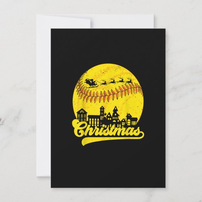 Merry Christmas Softball Santa Elf Reindeer Baseba Invitation (Front)