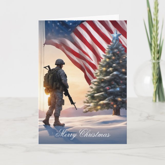 Merry Christmas Soldier -  Folded Greeting Card (Front)
