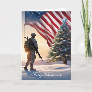 Merry Christmas Soldier -  Folded Greeting Card