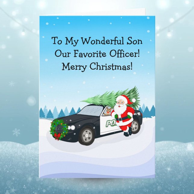 Merry Christmas Son Police Officer Santa Cop Car Card (Creator Uploaded)