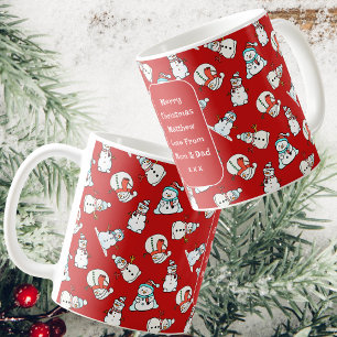 Merry Christmas Son   Red Snowman Coffee Coffee Mug