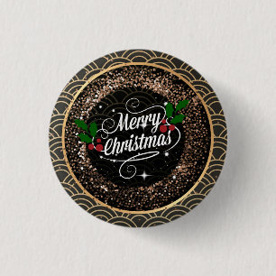Merry Christmas, sparkle and glitter, 3 Cm Round Badge