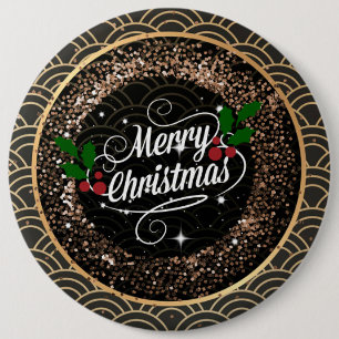 Merry Christmas, sparkle and glitter, 6 Cm Round Badge