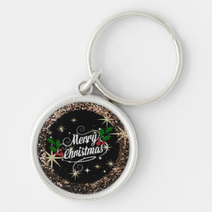 Merry Christmas sparkle and glitter Key Ring