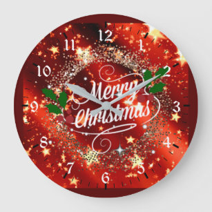 Merry Christmas, sparkle and glitter Large Clock