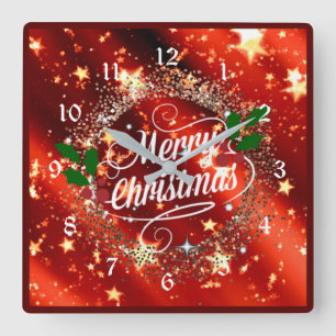 Merry Christmas sparkle and shine Square Wall Clock
