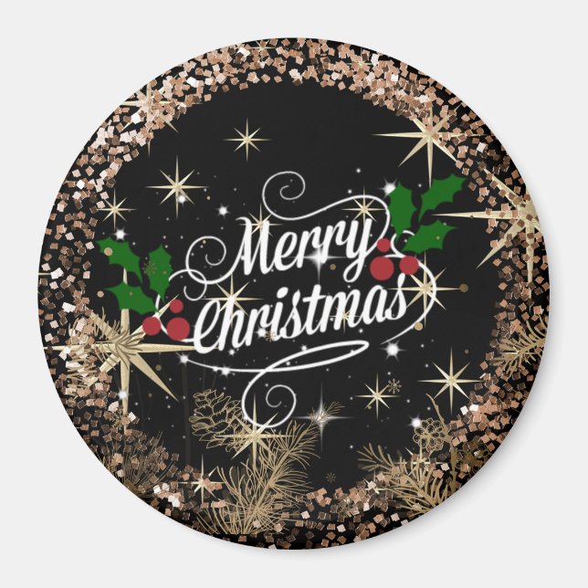 Merry Christmas, sparkle, glitter and shine Magnet (Front)