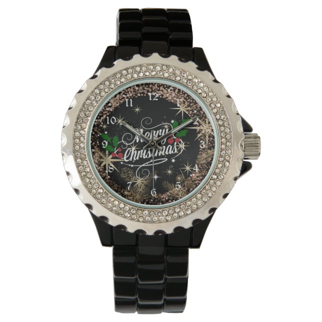 Merry Christmas, sparkle, glitter and shine Watch (Front)