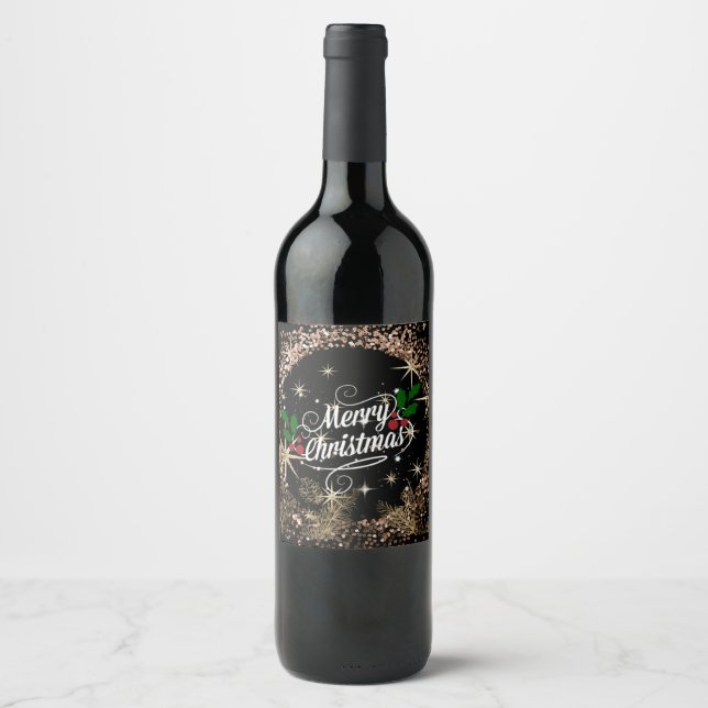 Merry Christmas, sparkle, glitter and shine,  Wine Label (Front)