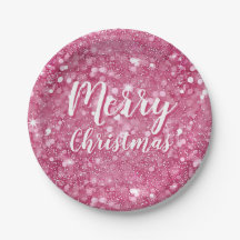 Merry Christmas Sparkle Glitter Pink
