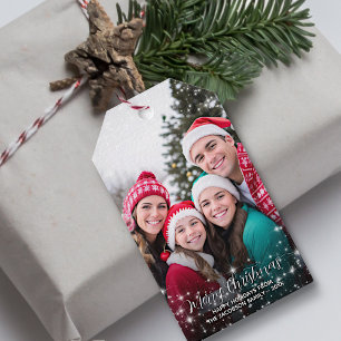 Merry Christmas Sparkle Stars Photo Overlay Gift Tags