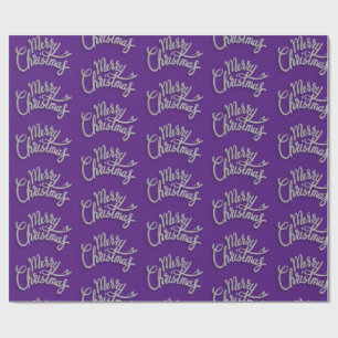 Merry Christmas Sparkling purple and silver Design Wrapping Paper