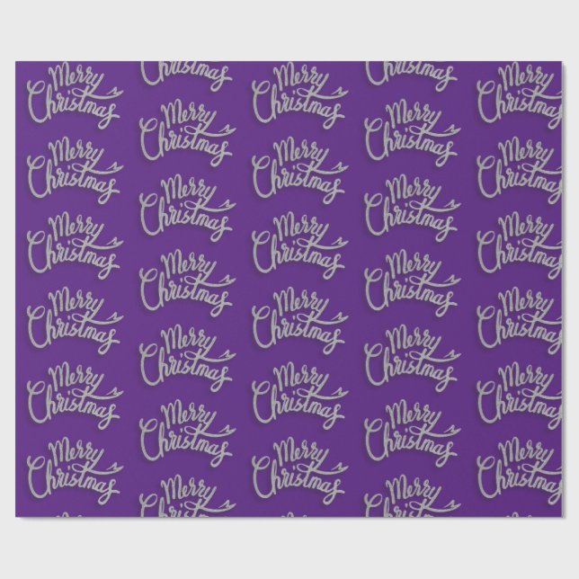 Merry Christmas Sparkling purple and silver Design Wrapping Paper (Flat)
