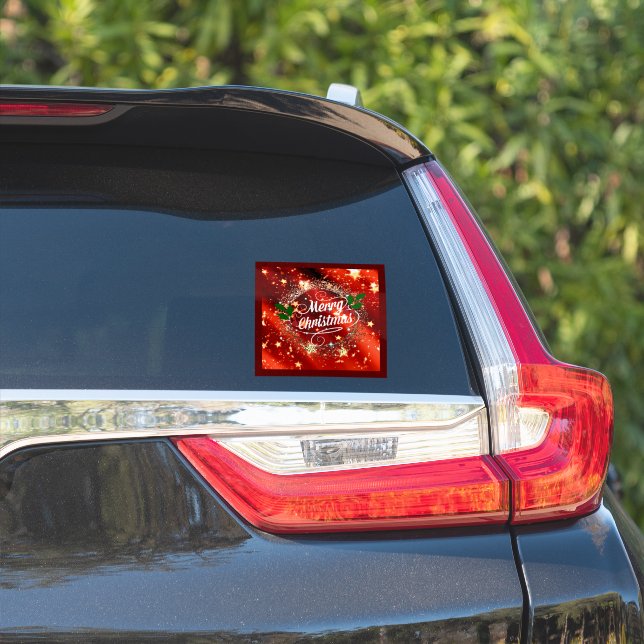 Merry Christmas, Sparkling Red and Gold Design (Car Side)