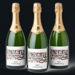 Merry Christmas Sparkling Wine Label<br><div class="desc">Merry Christmas in a fun font is surrounded by cute holiday items is a fun beverage label for sparkling wine,  wine,  beer,  liquor bottles,  it's up to you. Perfect labels for holiday gift giving or to serve at your party. Most bottle types are done for you in our store.</div>