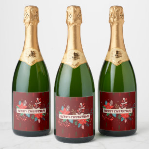 Merry Christmas Sparkling Wine Label