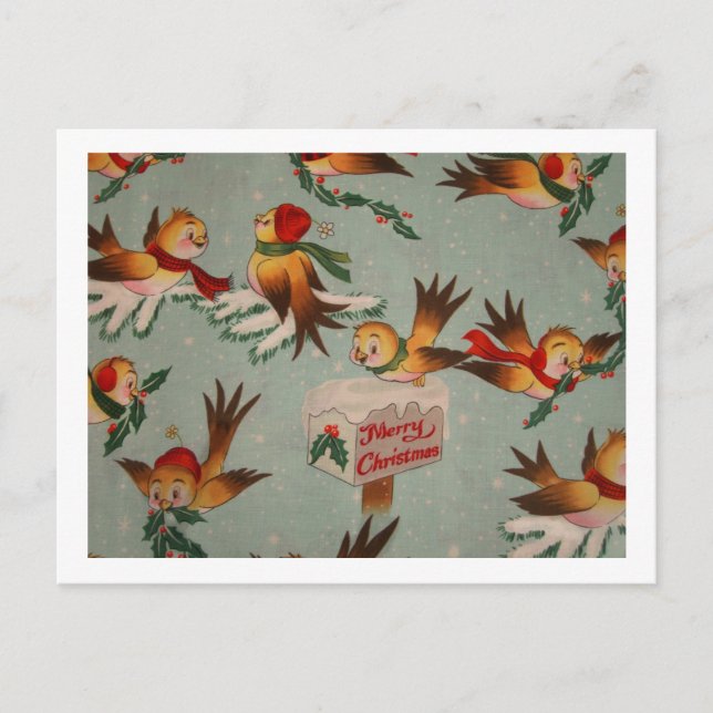Merry Christmas Sparrows Holiday Postcard (Front)