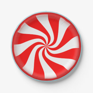 Merry Christmas Spearmint swirl peppermint Candy Paper Plate