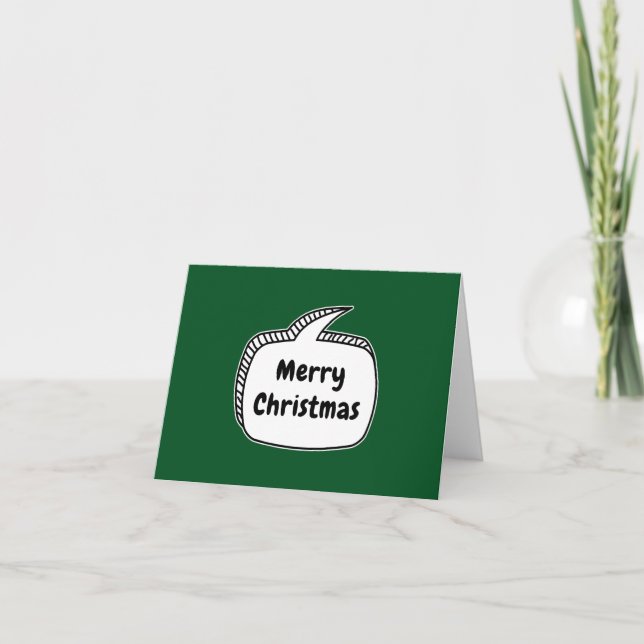 Merry Christmas Speech Bubble Button Holiday Card (Front)
