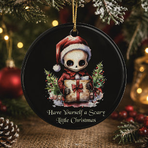 Merry Christmas Spooky Gothic Ceramic Tree Decoration