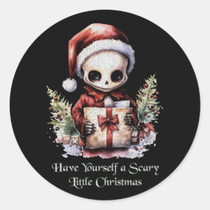 Merry Christmas Spooky Gothic Classic Round Sticker