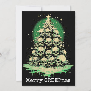 Merry Christmas Spooky Gothic Skulls Tree Holiday Card