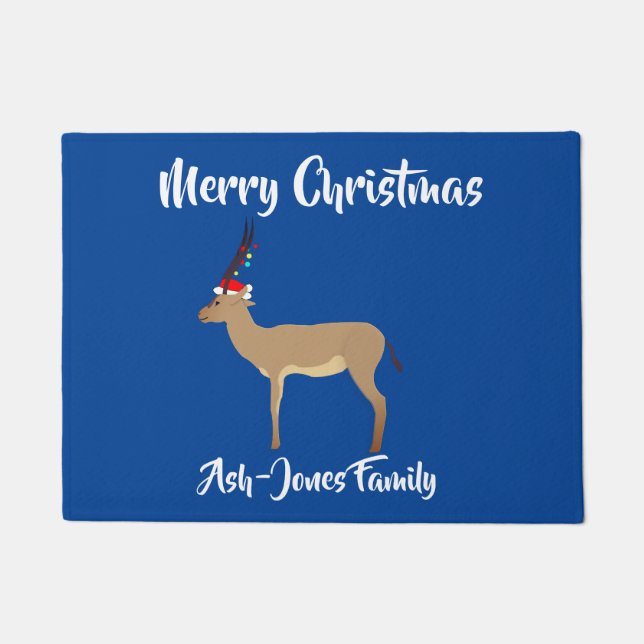 Merry Christmas Springbok Doormat (Front)