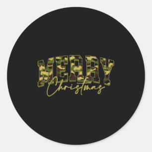 Merry Christmas Squad Camo Camouflage Xmas Pajamas Classic Round Sticker
