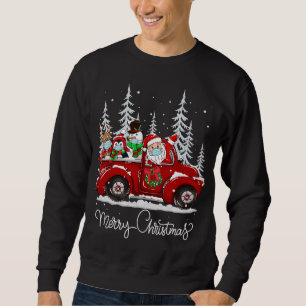 Merry Christmas Squad Santa Face Mask Red Truck Fr Sweatshirt