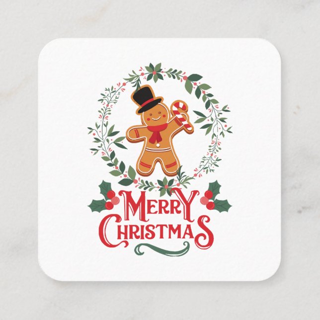 Merry Christmas Square Business Card (Back)