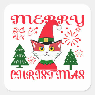 MERRY CHRISTMAS. SQUARE STICKER