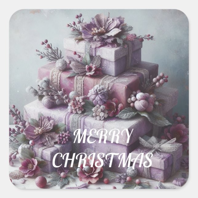 Merry Christmas Square Sticker (Front)