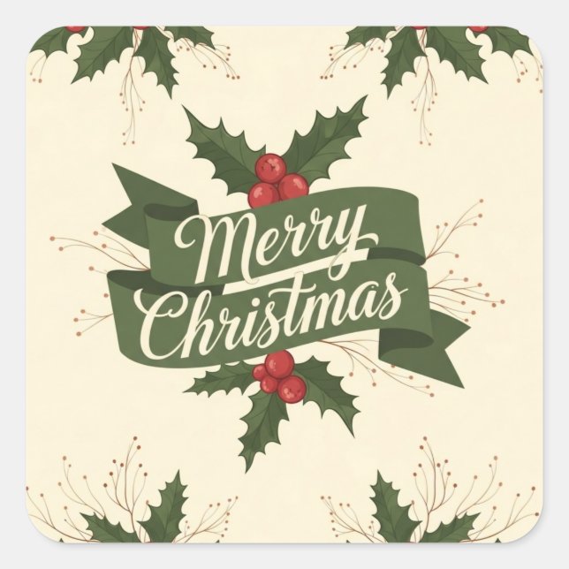 Merry Christmas Square Sticker (Front)