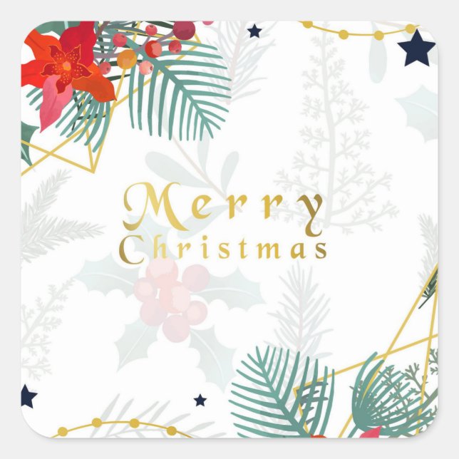 Merry Christmas Square Sticker (Front)