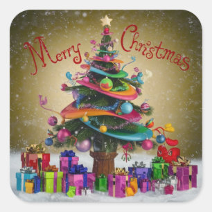 Merry Christmas Square Sticker