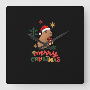 MERRY CHRISTMAS SQUARE WALL CLOCK