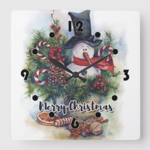 Merry Christmas  Square Wall Clock