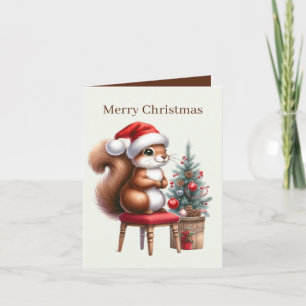 Merry Christmas squirrel add message Holiday Card