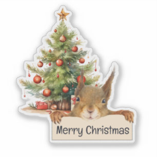 Merry Christmas Squirrel Christmas Tree Editable 