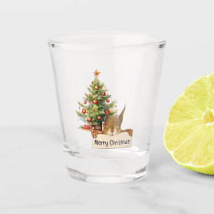 Merry Christmas Squirrel Christmas Tree Editable Shot Glass