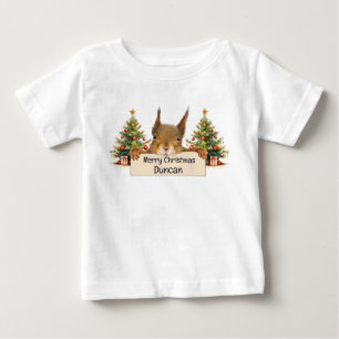 Merry Christmas Squirrel Christmas Trees Custom Baby T-Shirt